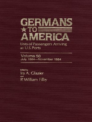 cover image of Germans to America, Volumes 50-62